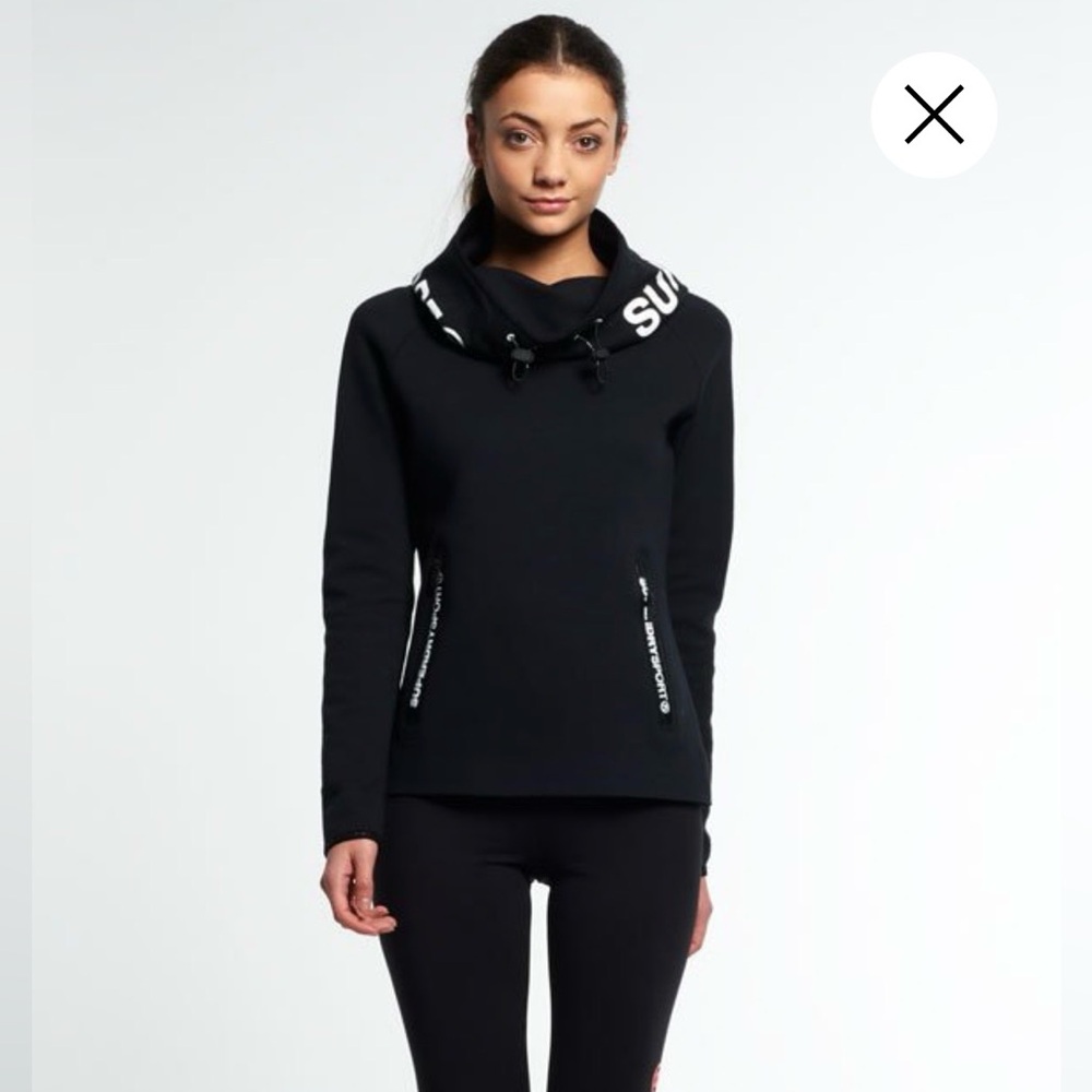Superdry Gym Tech Cowl Hoodie with White Logo Accents - Picture 7 of 7